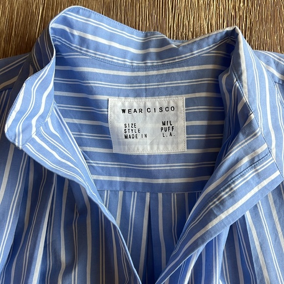 WEAR CISCO “The Puff Shirt”, blue and white stripe, NWOT, size M/L, beautiful! - Picture 1 of 8